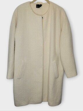 Eileen Fisher Project Sheared Suri Alpaca Cocoon Coat XS Cream Oversized